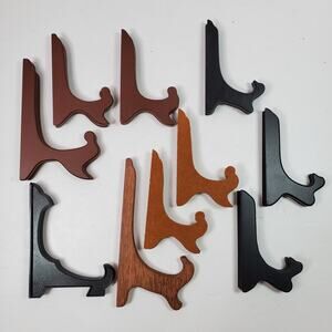 Vintage Display Stands Wood & Plastic LOT OF 10 Black & Brown 6-9 Inch Tall
